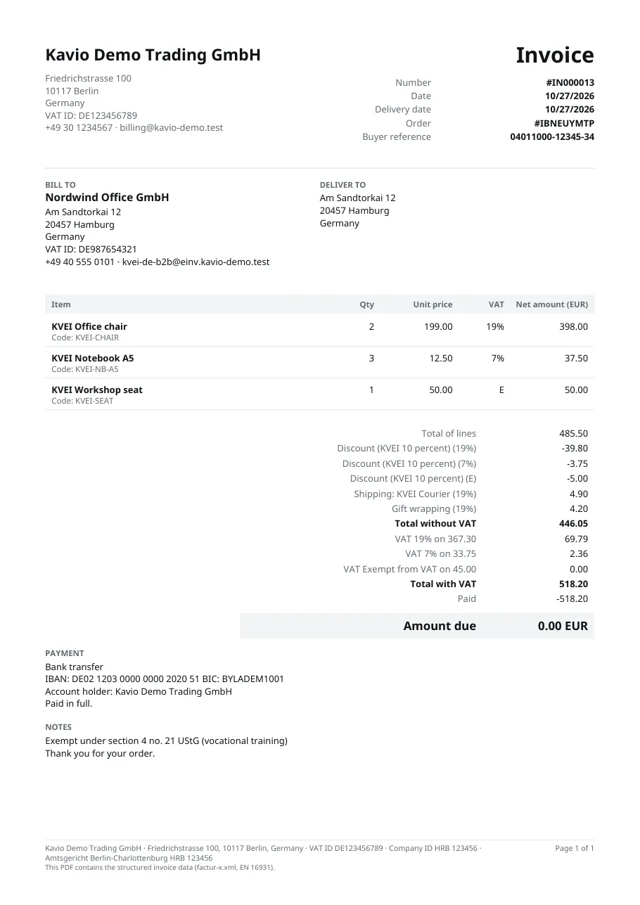 ZUGFeRD invoice