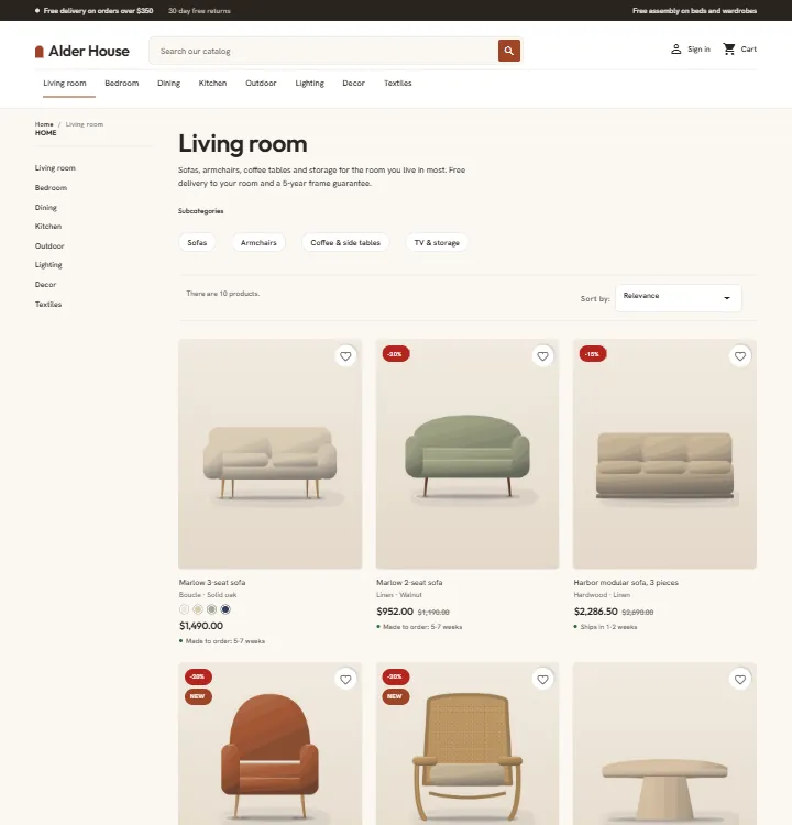Hearth category page