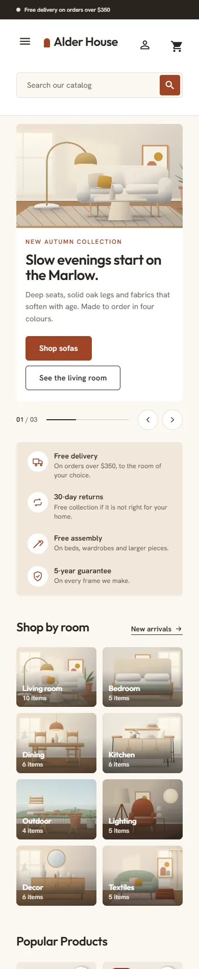 Hearth home page on a phone