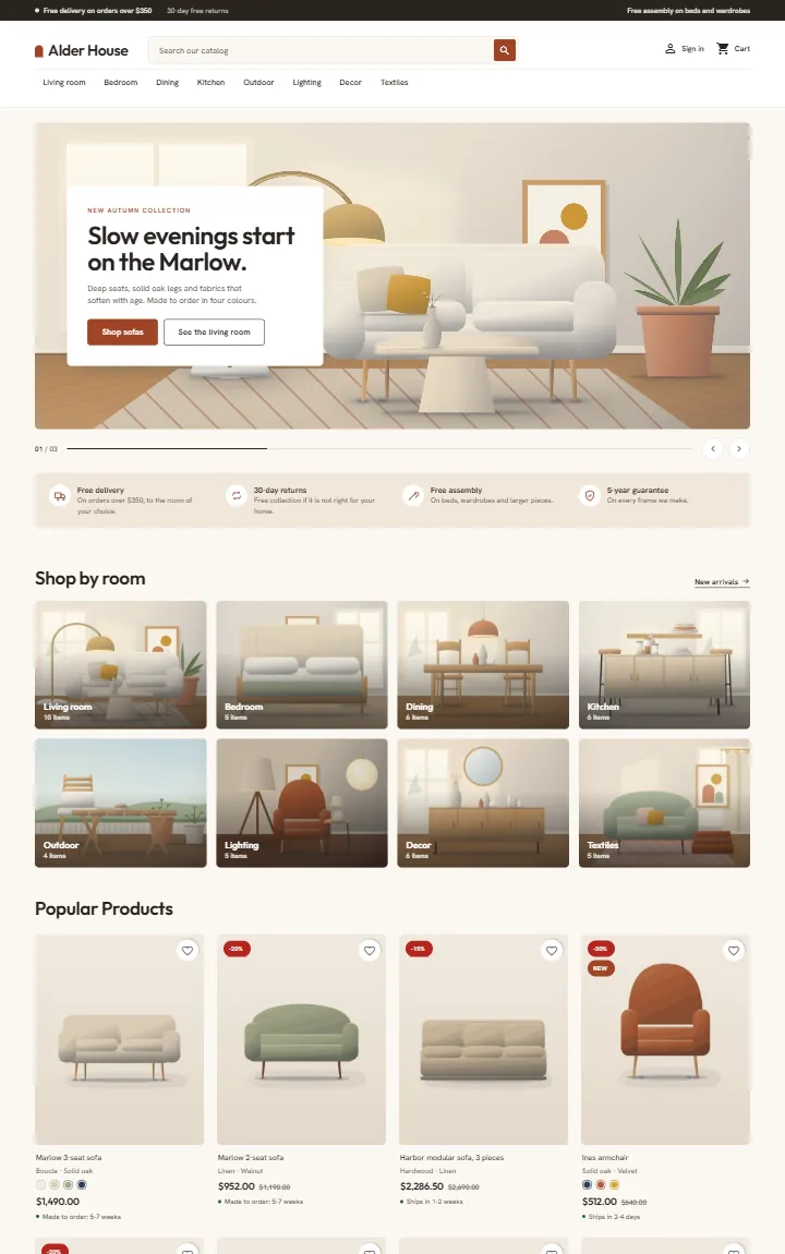 Hearth home page, Clay preset