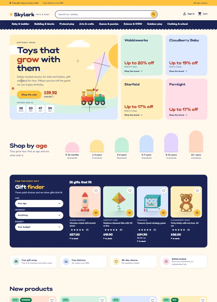 Kite home page, Playroom preset