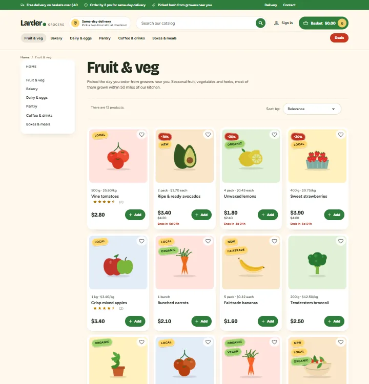 Pantry category page
