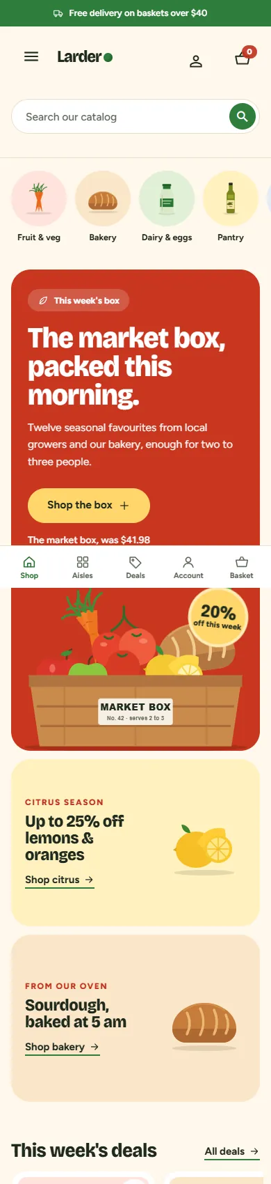 Pantry home page on a phone