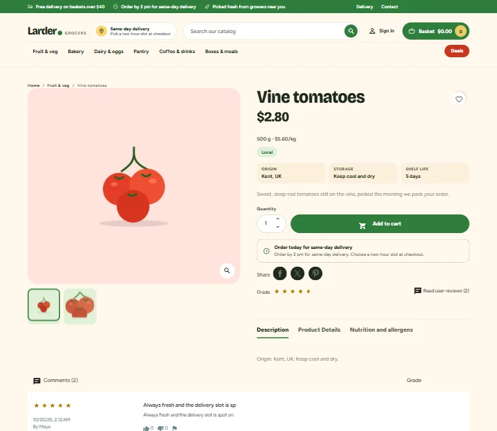 Pantry product page