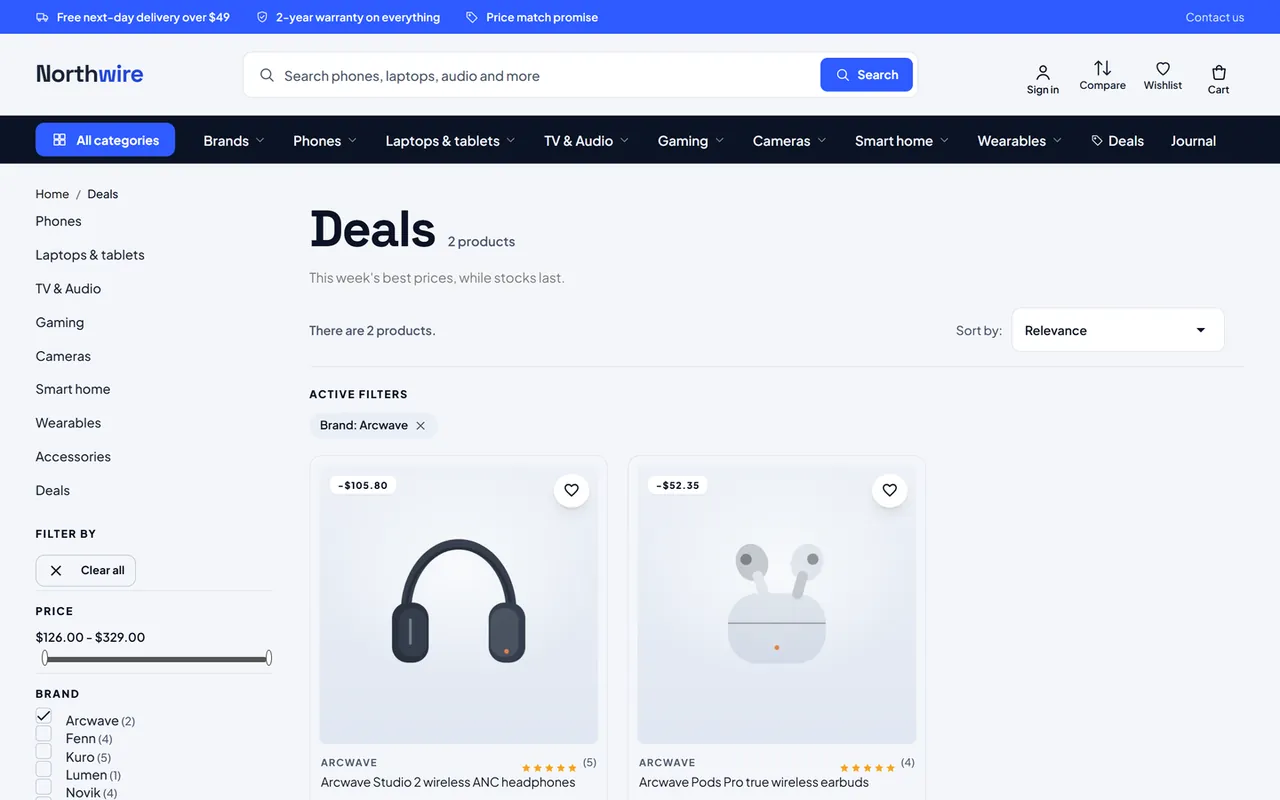 Category page with AJAX filters