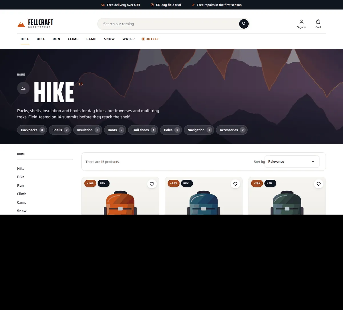 Ridge category page