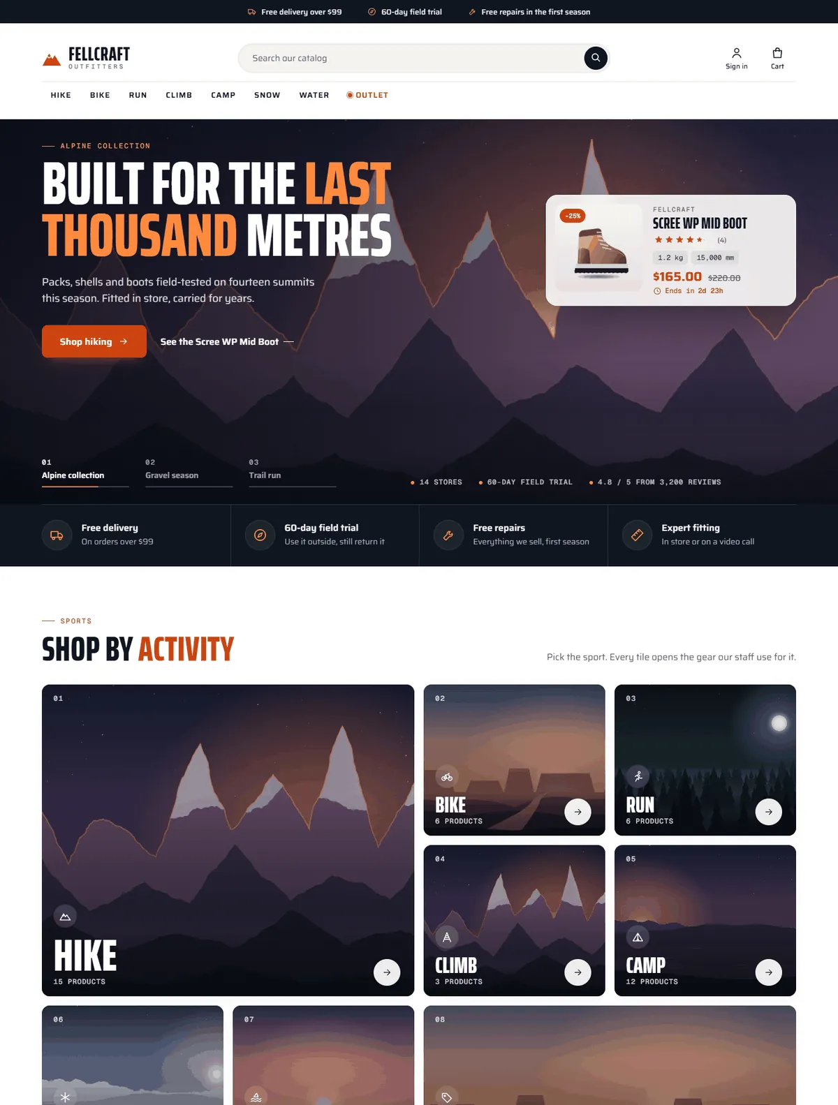 Ridge home page, Summit preset