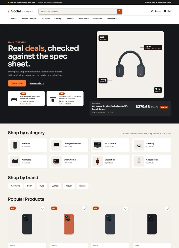 Volt home page, Daylight preset
