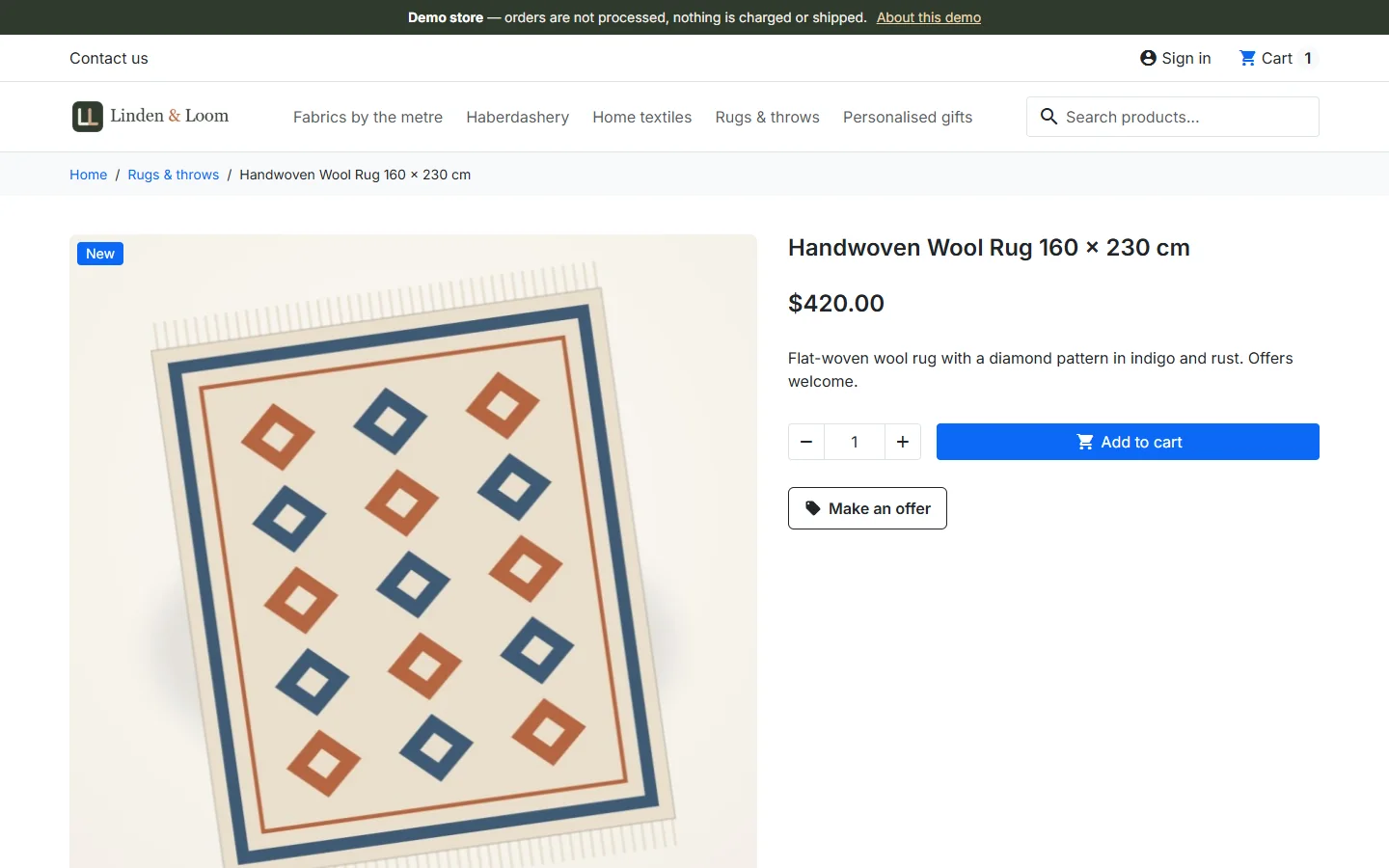 Make an offer button on the product page
